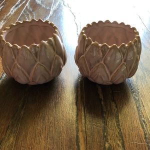 Anthropologie 2 Pink Lotus Votive Holders